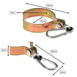 sūpynių kabliukas, spaustukas su karabinu fi100, ovalus
