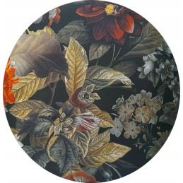 Apvali taburetės pagalvėlė, taburetė 32cm, gėlės aukso spalvos