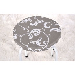 Apvali taburečių pagalvėlė, 100% medvilnė, 35cm, pilkos gėlės