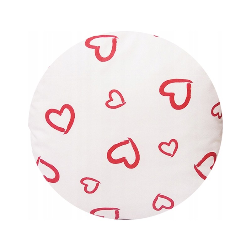 Apvali taburečių pagalvėlė, 100% medvilnė, 35cm, raudonos širdelės