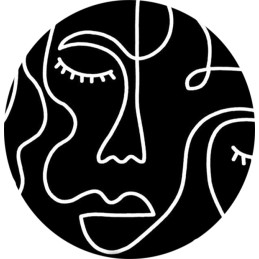 Apvali taburečių pagalvėlė, 100% medvilnė, 35cm, juodi veidai