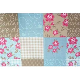 Apvali išmatų pagalvėlė, 100% medvilnė, 35 cm, kratinys, mėlynos gėlės