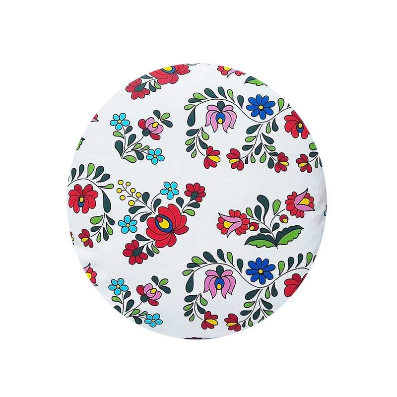 Apvali išmatų pagalvėlė, 100% medvilnė, 35 cm, gėlės iš Łowicz