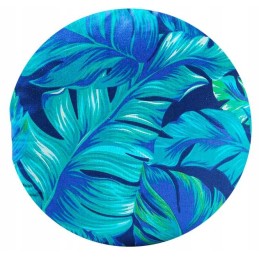 Apvali išmatų pagalvėlė, 100% medvilnė, 35 cm, turkio lapai ant tamsiai mėlynos spalvos