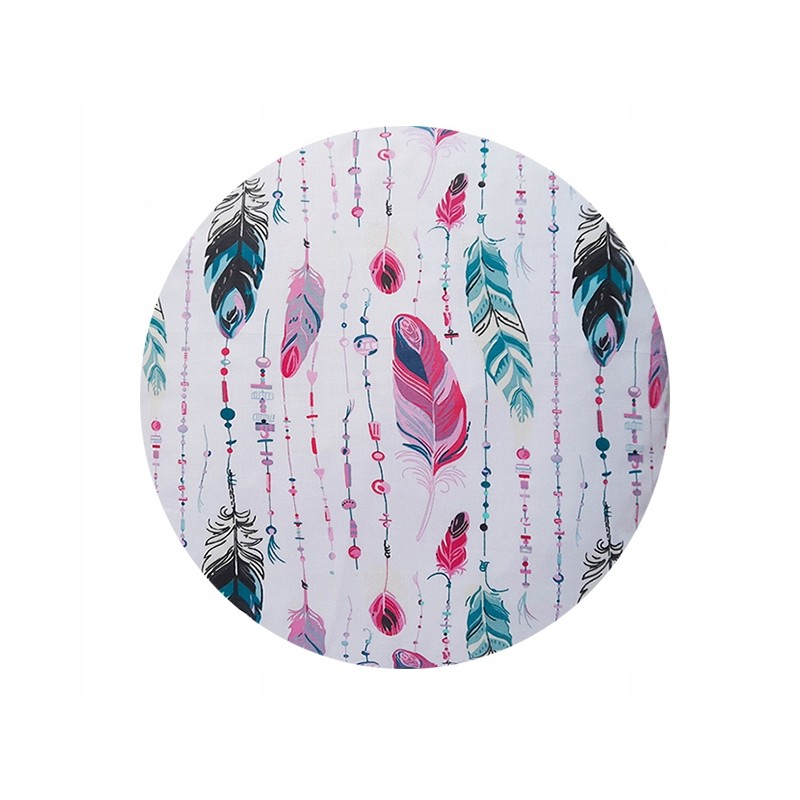 Apvali išmatų pagalvėlė, 100% medvilnė, 35 cm, rausvos povo plunksnos