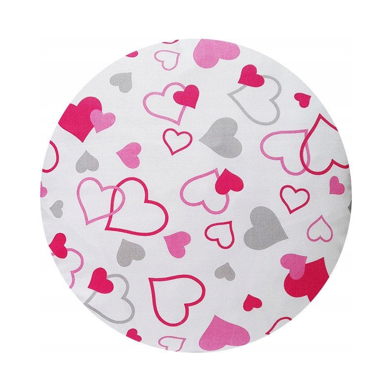 Apvali išmatų pagalvėlė, 100% medvilnė, 35cm, Valentino diena, pilka ir raudona