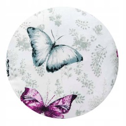 Apvali išmatų pagalvėlė, 100% medvilnė, 35 cm, pilkai rožiniai drugeliai