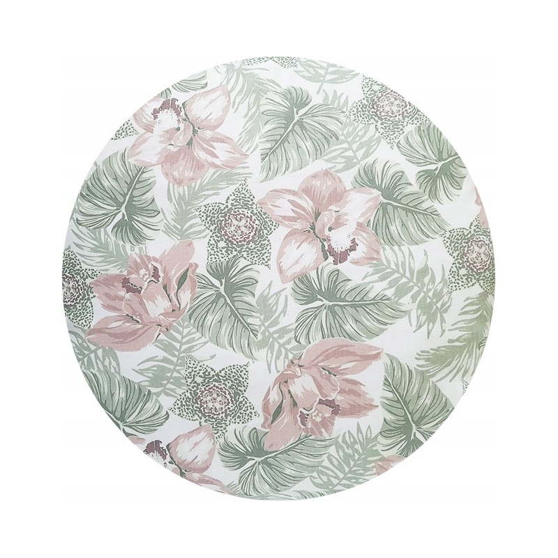 Apvali taburečių pagalvėlė 100% medvilnė 35cm orchidėja su monstera