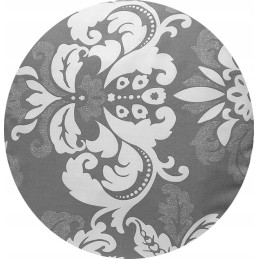 Apvali taburečių pagalvėlė, 100% medvilnė, 35 cm, pilki ornamentai
