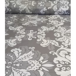 Apvali taburečių pagalvėlė, 100% medvilnė, 35 cm, pilki ornamentai