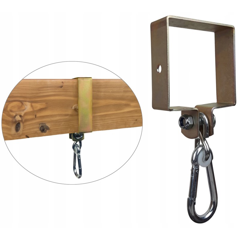 Sūpynių tvirtinimo spaustukas sūpynių kabliukas kvadratinis 100x100 mm cinkuotas