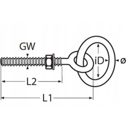 Kabliukas su metriniu sriegiu iš A4-Aisi 316 nerūdijančio plieno.