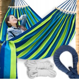 Sodo hamakas su rėmu, svirtis + užvalkalas ir virvutės, 70x170 cm, mėlyna