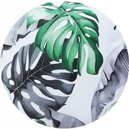 Apvali pagalvėlė 35 cm Monstera taburetei, žalia ir pilka