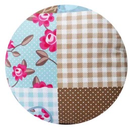 Apvalus pagalvės užvalkalas, 100% medvilnė, 40cm, kratinys, mėlynos gėlės