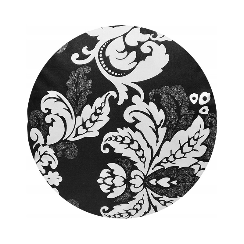 Apvalus pagalvės užvalkalas, 100% medvilnė, 40 cm, juodi ornamentai