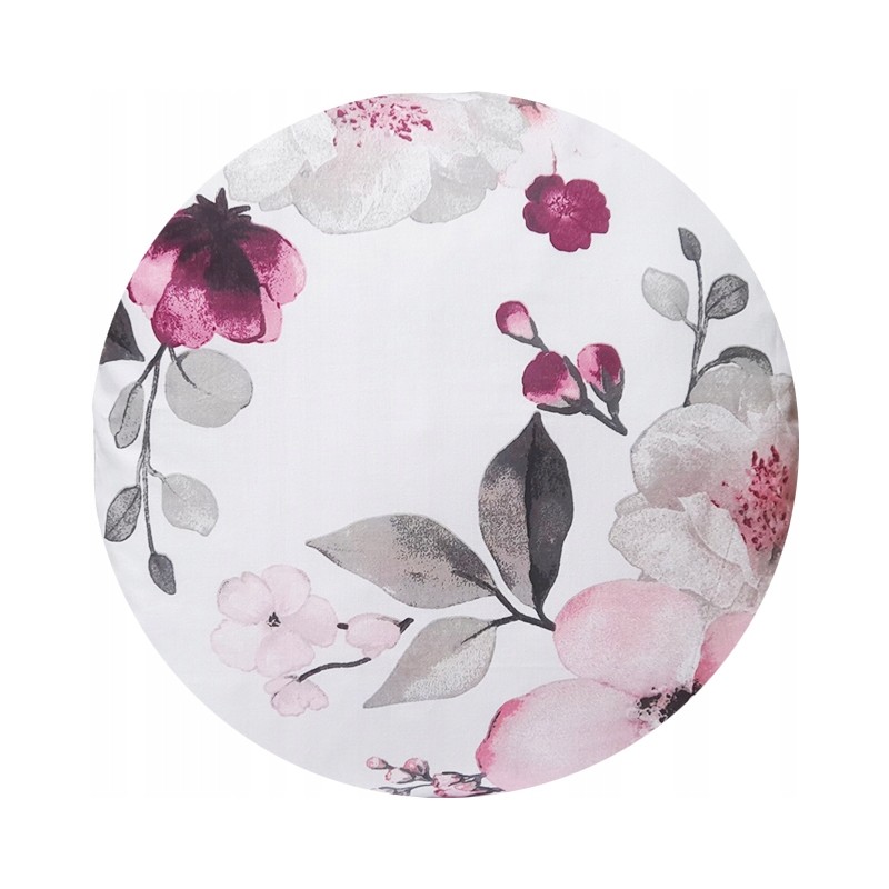 Apvalus pagalvės užvalkalas, 100% medvilnė, 40cm, orchidėjos baltame fone