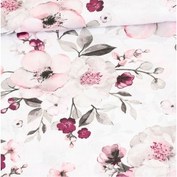 Apvalus pagalvės užvalkalas, 100% medvilnė, 40cm, orchidėjos baltame fone