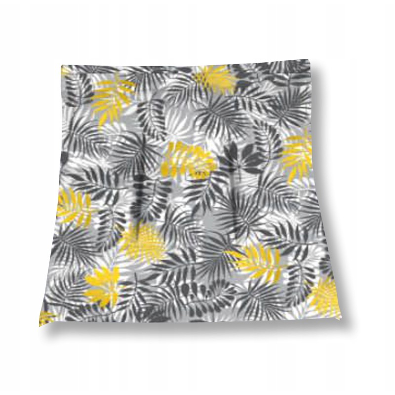 Kėdės pagalvėlė b/w 45x45 lapai, pilka ir geltona