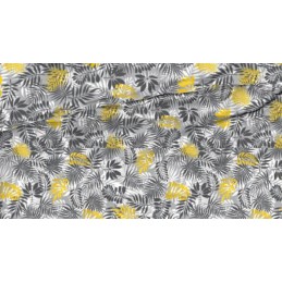 Kėdės pagalvėlė b/w 45x45 lapai, pilka ir geltona