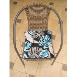 Surišta kėdės pagalvėlė 45x45 monstera turquoise pilka