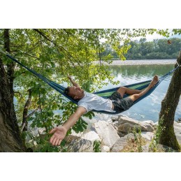 Vieno asmens sodo hamakas + užvalkalas + tvirtinimo virvės