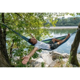 Vieno asmens sodo hamakas + užvalkalas + tvirtinimo virvės