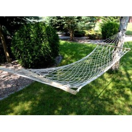 Hamakas su skersiniu 200x70cm balto tinklelio lengvos virvinės sūpynės