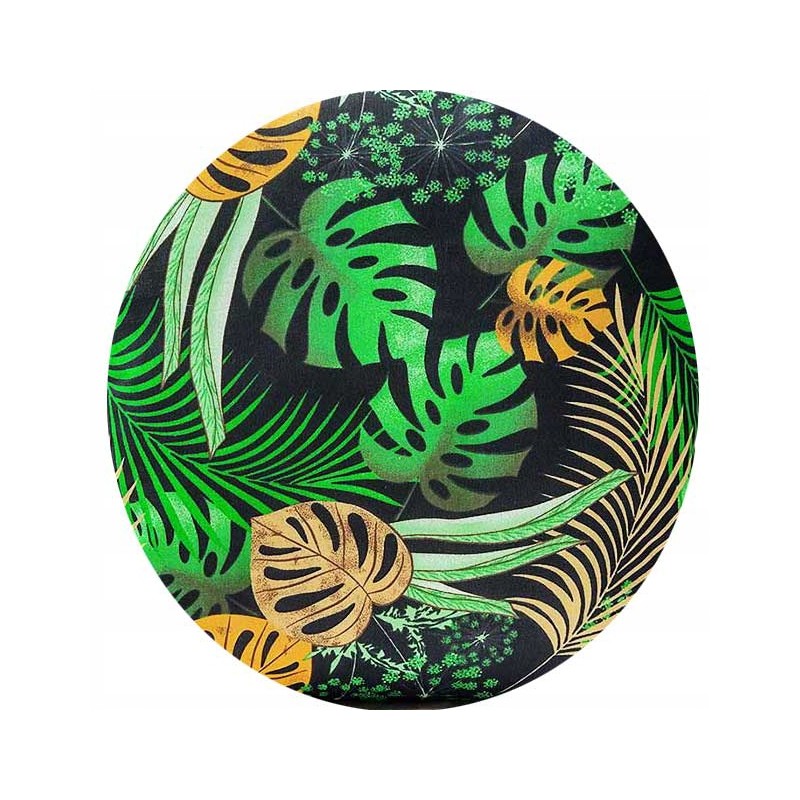 Apvali taburečių pagalvėlė, 40 cm, džiunglių lapai, žalia