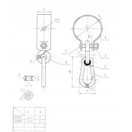 Sūpynių kablys su spaustuku ir karabinu 2 100 mm
