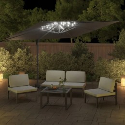 Elegant hanging umbrella with LED lighting, anthracite, 400x300x268 cm