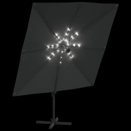 Elegantne rippuv LED-valgustusega vihmavari, antratsiit, 400x300x268 cm
