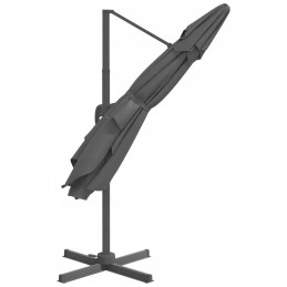 Elegant hanging umbrella with LED lighting, anthracite, 400x300x268 cm