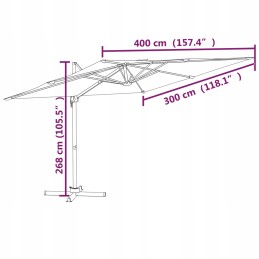 Elegant hanging umbrella with LED lighting, anthracite, 400x300x268 cm