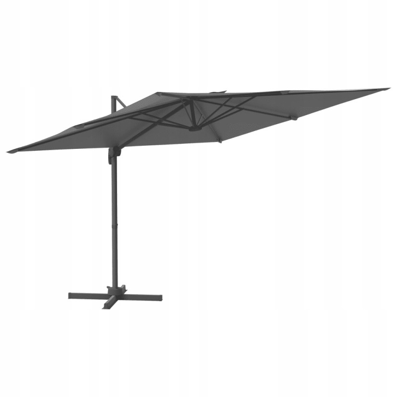 Hanging umbrella with LED lighting, anthracite