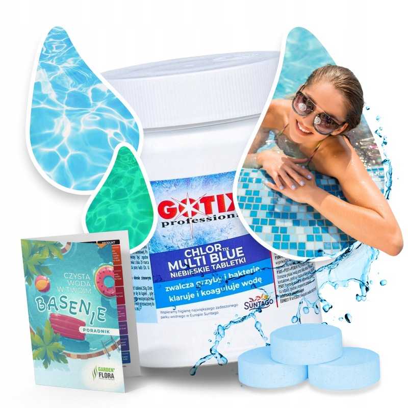 Chloro multi tabletės baseinams, baseinų chemikalai chlortix multi blue 0 4kg