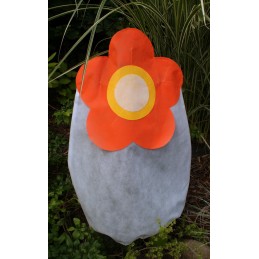 Apsauginis gobtuvas baltos ir oranžinės gėlės