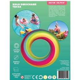 Dr delfinas pripučiamas plaukimo žiedas vaivorykštė xl 80cm