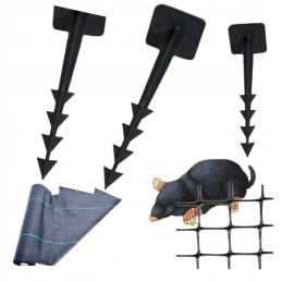 Agrotekstilės, agrotekstilės, kurmių tinklų ir vejos kraštų tvirtinimo kaiščiai.