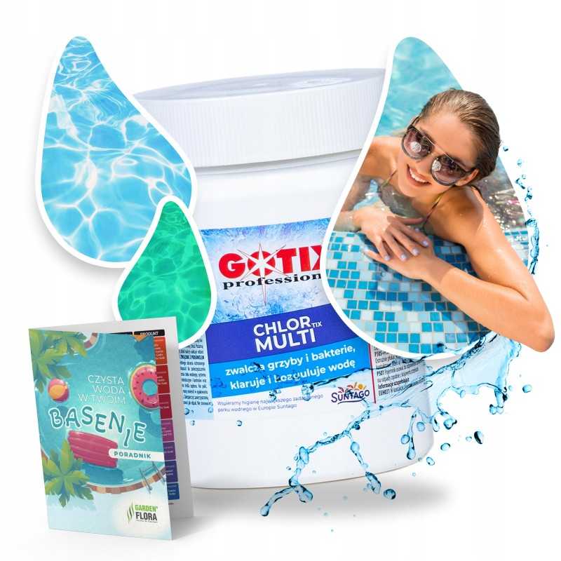 Chloro tabletės baseinui 20g baseino cheminės medžiagos chlortix multi 20vnt gotix