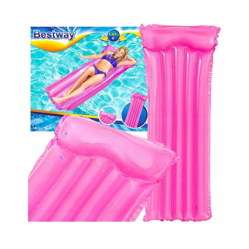Pripučiamas paplūdimio čiužinys rožinis plaukimui 183 x 76 cm bestway 44013