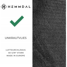 Hemmdal piktžolių kontrolės audinys juodas - 1,60 x 20 m - 50 g/m² patvarus žemės audinys - efektyvus piktžolių blokatorius - id