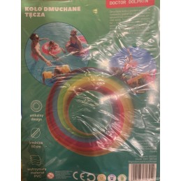 Doctor delfino vaivorykštinis pripučiamas žiedas 80cm