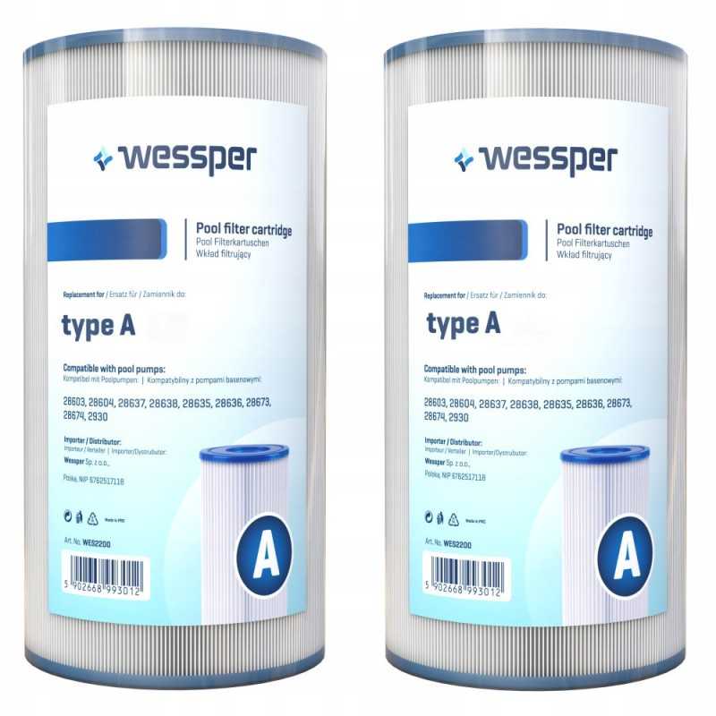 2x Wessper filtras A tipo baseinui, skirtas intex 29000