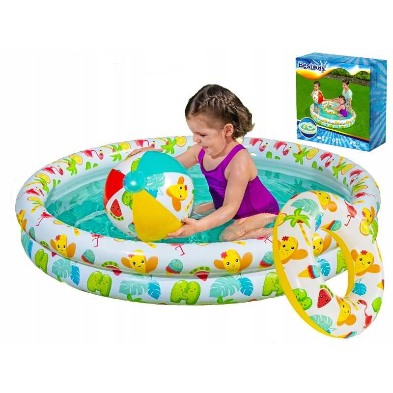 Bestway vaikiškas baseinas, irklavimo baseinas, kamuoliukų ratas, 122 cm