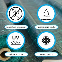 Agrotcan audinys 10m x 0,8m žalias, stiprus, lenkiškas 100g UV smeigtukai piktžolėms