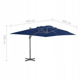 Hanging umbrella with aluminum pole, 4x3 m, blue