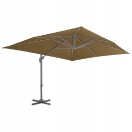 Vidaxl pakabinamas skėtis su aliuminio stulpu, 400x300 cm, taupe