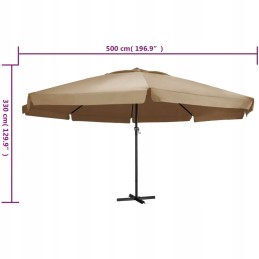 Vidaxl sodo skėtis ant aliuminio stulpo, 600 cm, taupus