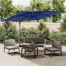 Hanging umbrella with double canopy, azure, 300x3